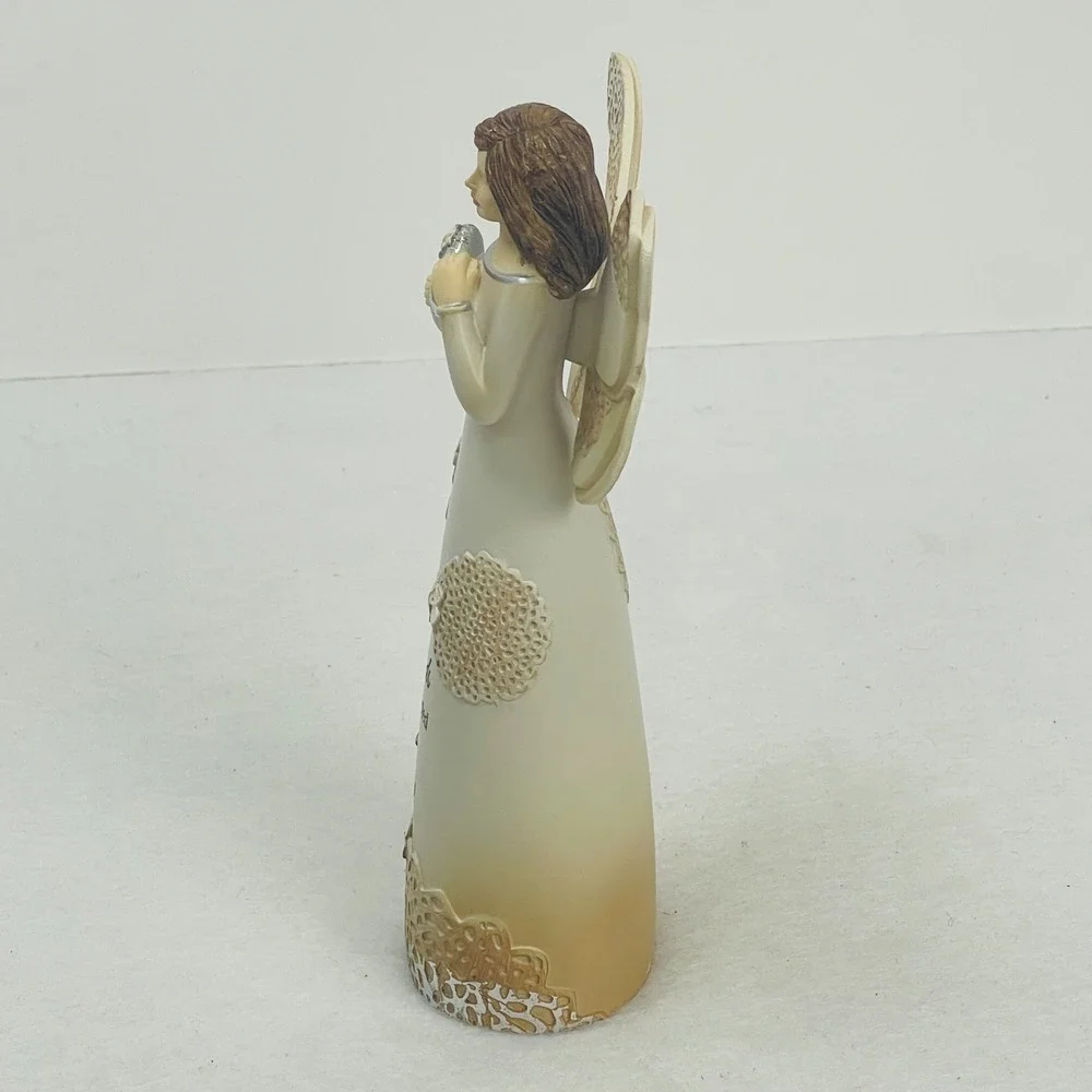 True Friends Are Connected Heart To Heart Angel Figurine Butterfly Lace Detail